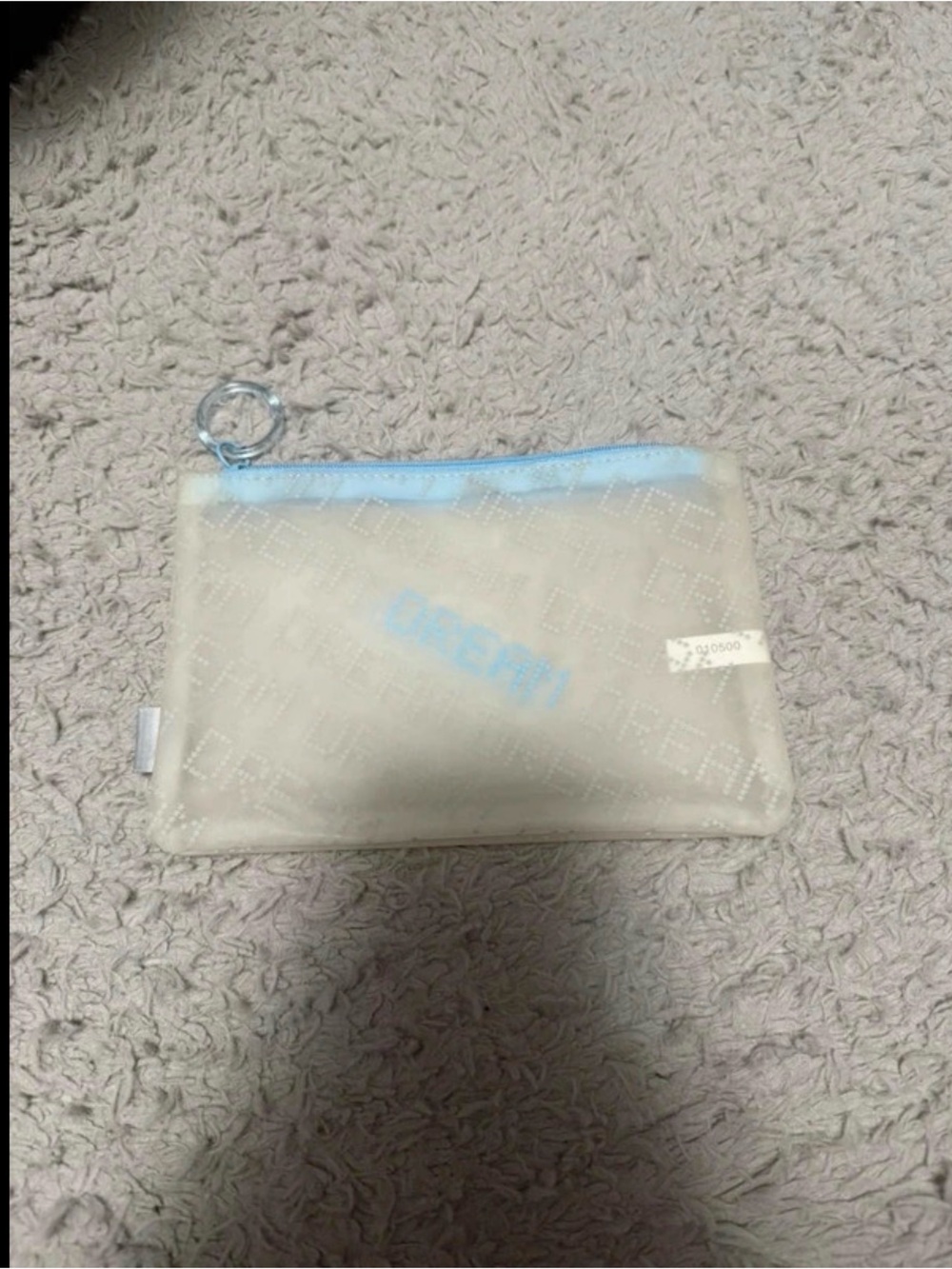 ipsy Clear Mesh Cosmetic Pouch with Light Blue Trim